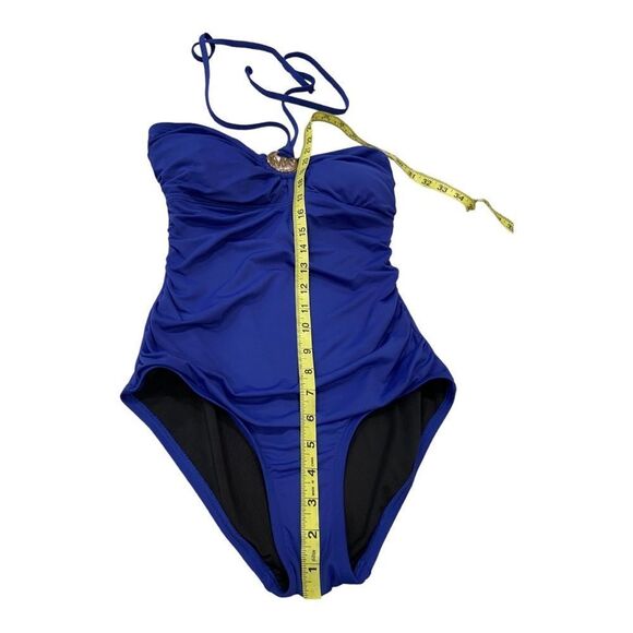 Michael Michael Kors Blue Size 6 Halter Tie Neck One Piece Swimsuit - Picture 4 of 8
